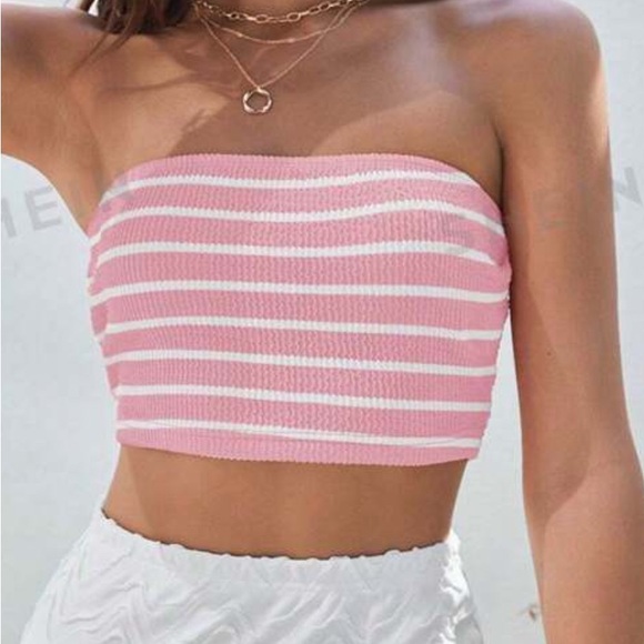 SHEIN Women’s pink striped tube top - Picture 2 of 5